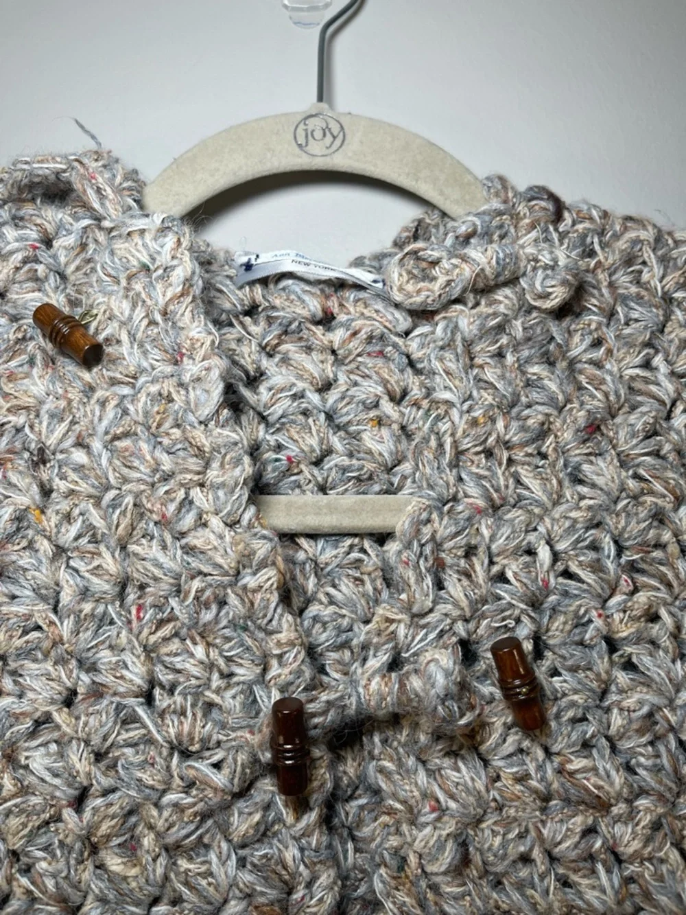 Handcrafted Cream Marled Knit Kids Jacket with Toggle Closures